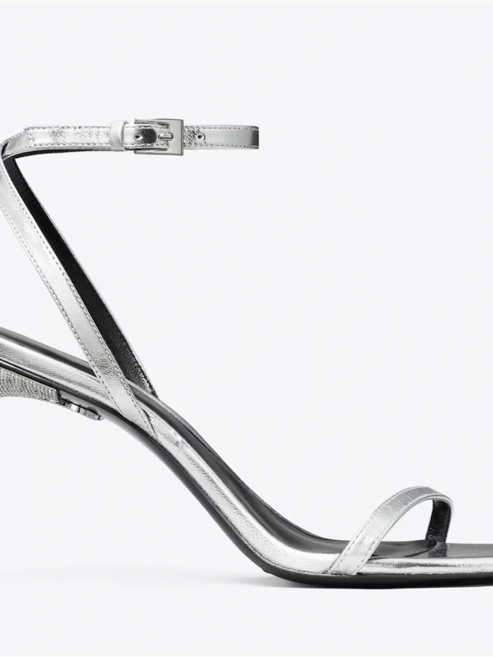 Tory Burch Silver Metallic Ankle-Strap Stiletto Sandals